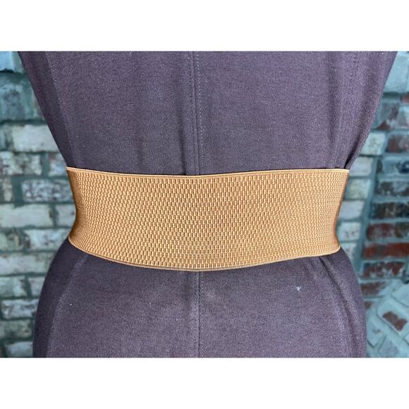 elastic belt boho embroidered braided orange brown white - Picture 5 of 7